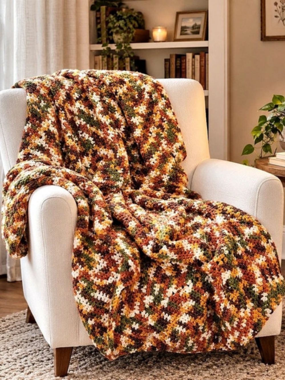 Abstract Pattern Throw Blanket in Brown & Green